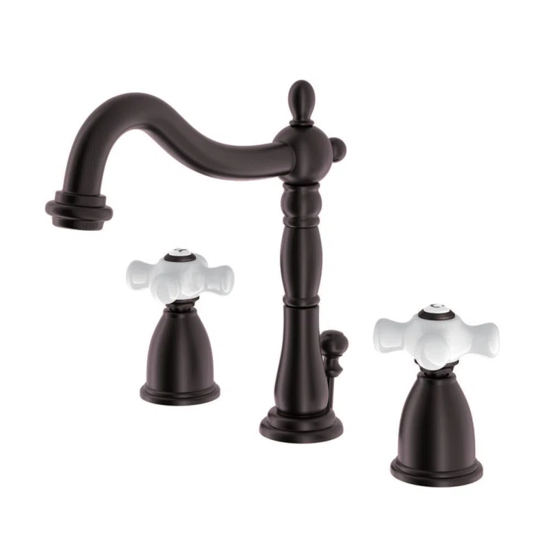 Kingston Brass KB1975PX Kingston Brass Heritage Two-Handle 3-Hole Deck Mount Widespread Bathroom Faucet with Pop-Up Drain