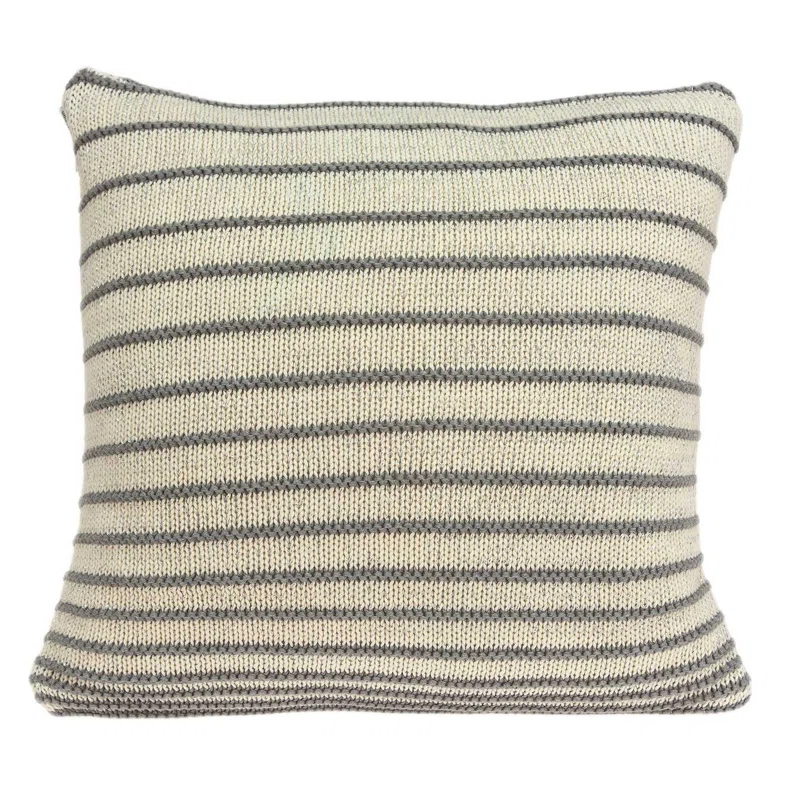 HomeRoots Striped Cotton Reversible Throw Pillow
