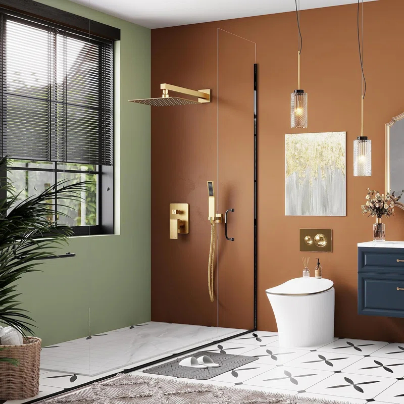 HOMGOO HG-6208BG Complete Shower System,Shower Faucet Set with 10" Rain Shower head and Handheld Shower Head Set