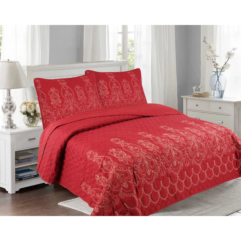 Marina Decoration Marina Elegant Ultra Soft Reversible Quilt Set & Reviews | Wayfair