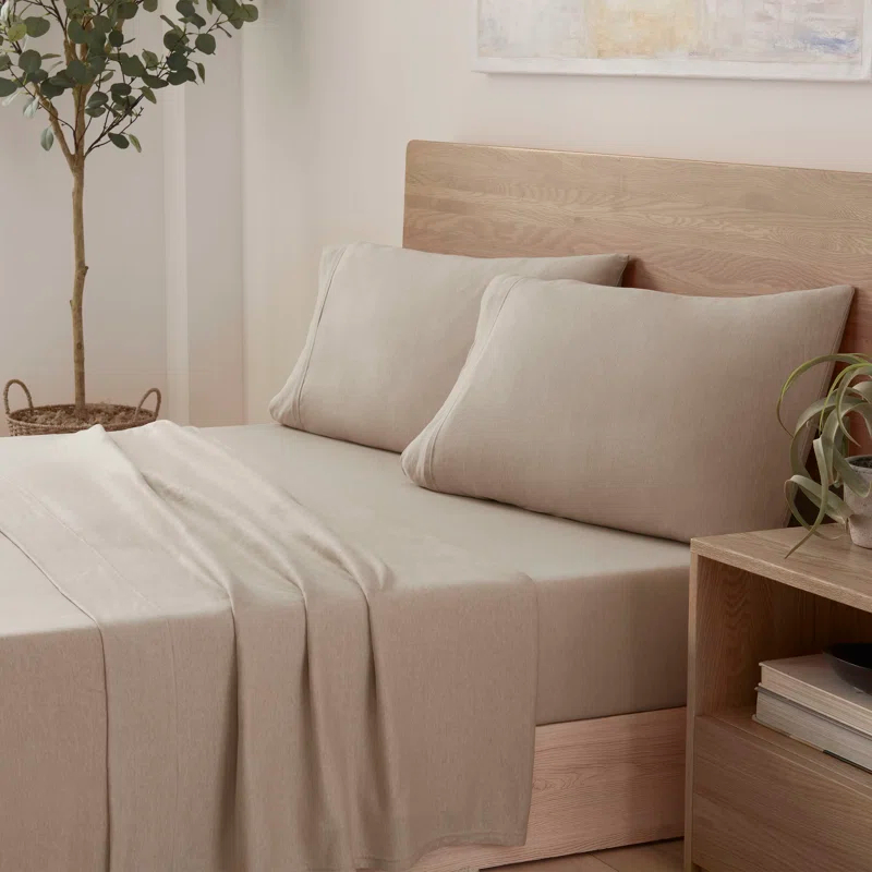Vellux Vellux 3-Pc. Twin Solid Jersey Knit Sheets - Cotton Blend, Deep Pocket, Ultra Soft