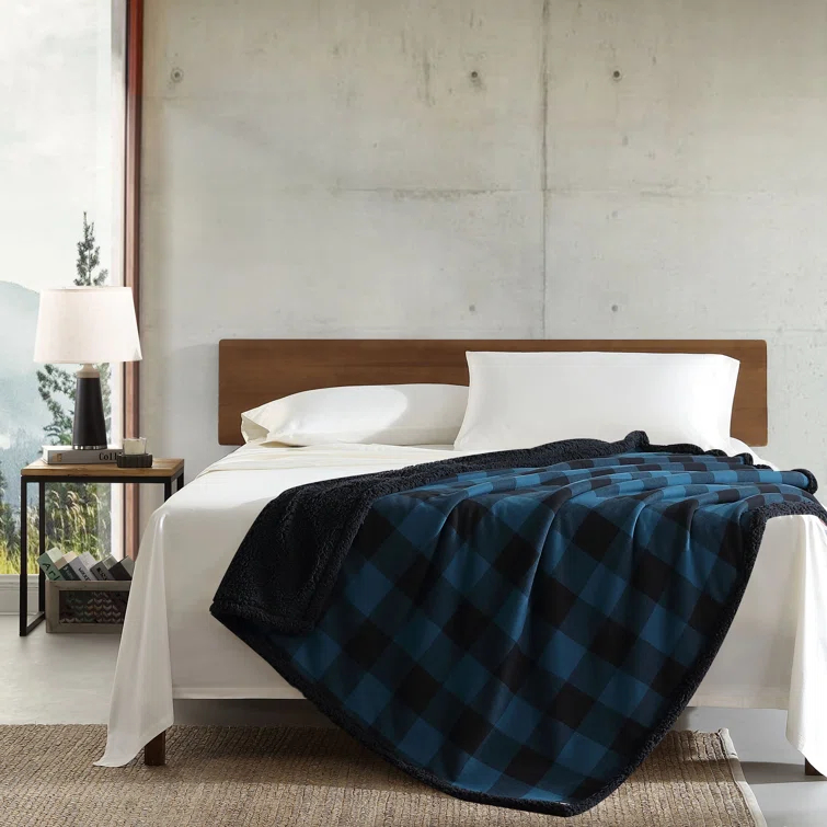 Eddie Bauer Eddie Bauer Cabin Plaid Flannel/Sherpa Throw Blanket