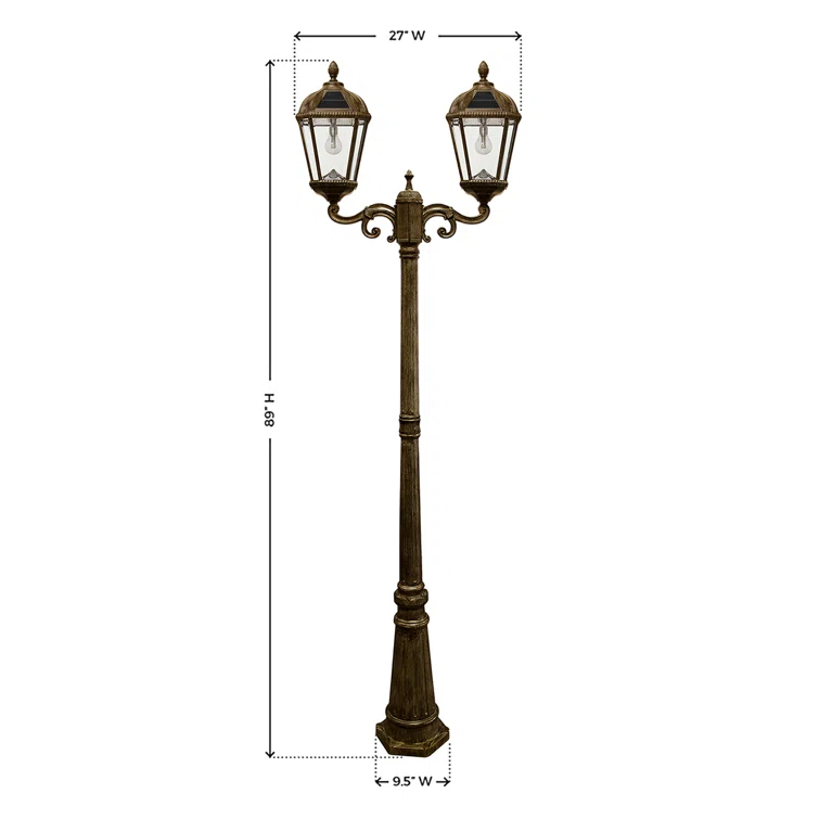 Gama Sonic Royal Brown 2-Light 89" H 300 Lumen Solar Powered Lamp Post (Full)