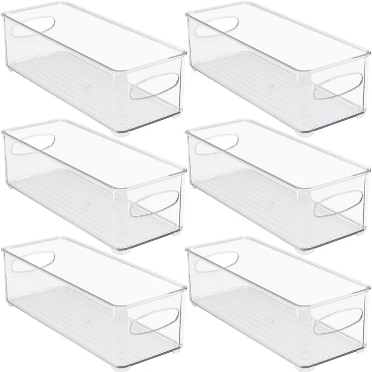 Sorbus Sorbus 6 Pack Narrow Stackable Clear Storage Bins with Handles