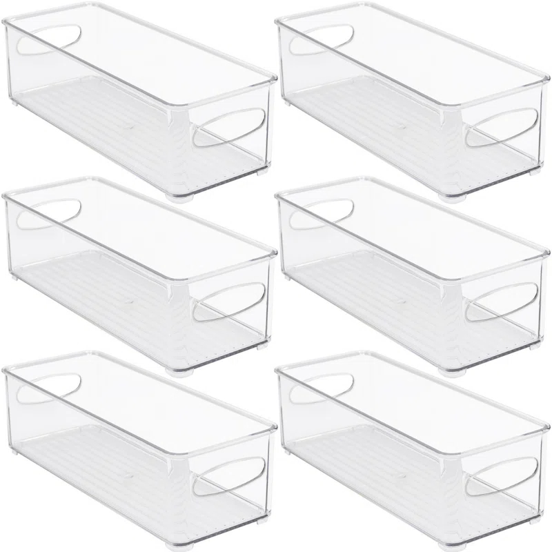 Sorbus Sorbus 6 Pack Narrow Stackable Clear Storage Bins with Handles