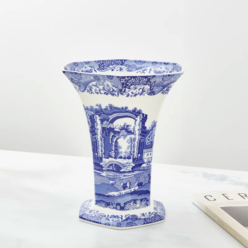 Spode Spode Blue Italian Hexagonal Vase 10.5"