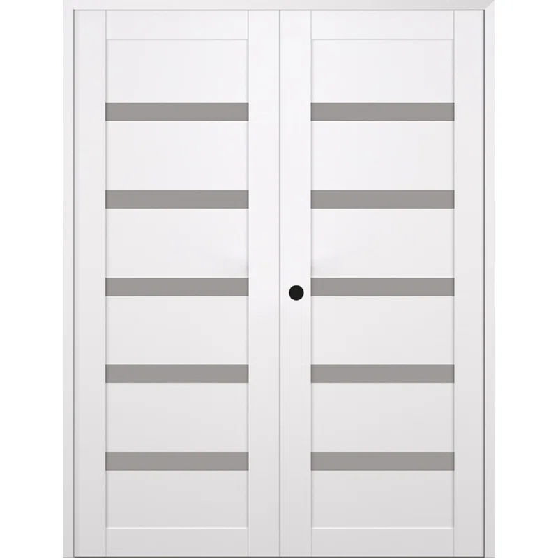 Belldinni Leora Snow White Solid Manufactured Wood and Glass Paneled Smooth Texture Prefinished French Door