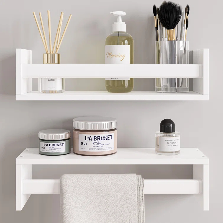 Ballucci Rigga 16" Floating Shelves with Front Bar (Set of 2)