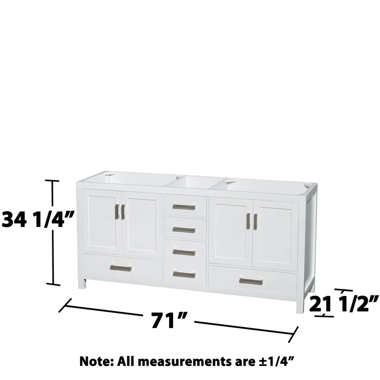 Wyndham Collection Sheffield 71" Freestanding Double Vanity Base Only