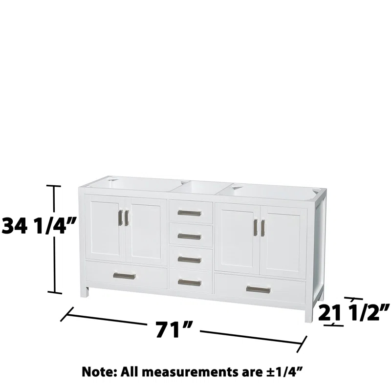Wyndham Collection Sheffield 71" Freestanding Double Vanity Base Only