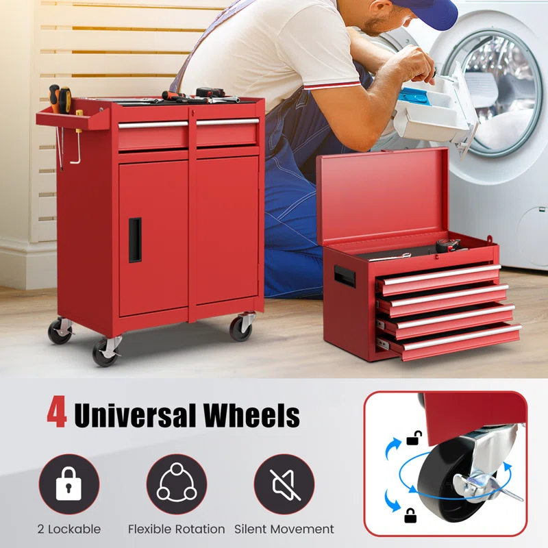 WFX Utility™ 23.5'' W 5 -Drawer Iron Combination Set with Wheels