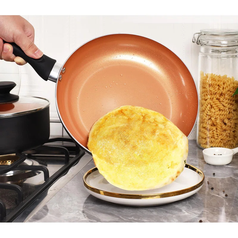 COEN 6-Piece Ceramic Nonstick Cookware Set - Aluminum Soup Pot, Sauce Pan, and Frying Pans with Lid