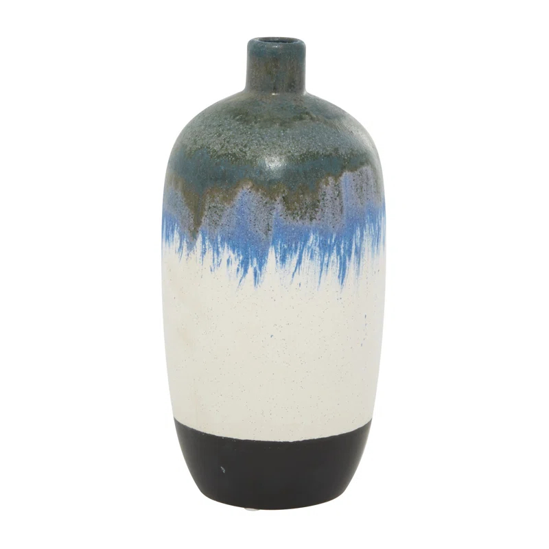 Novogratz White Ceramic Contemporary Vase, 13 X 6 X 6 | Wayfair