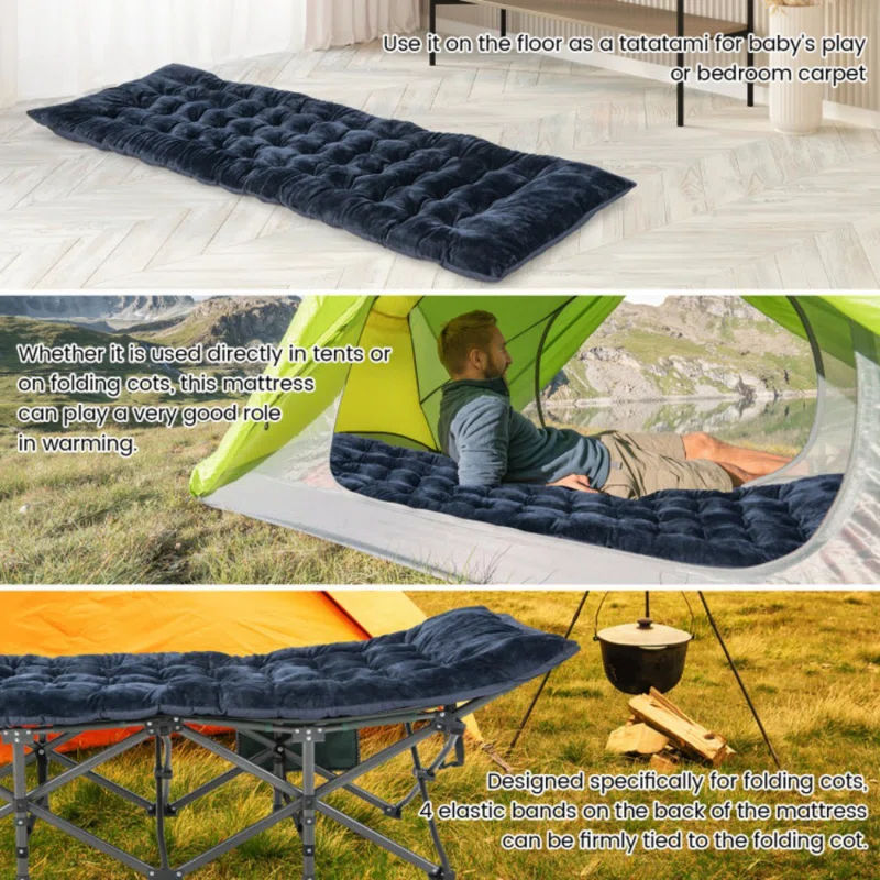 Spiritual Realm 75 x 27.5 Inch Camping Cot Pads with Soft and Breathable Crystal Velvet