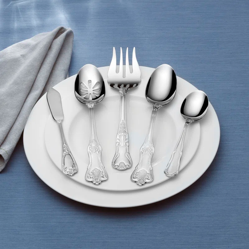 Wallace Wallace Hotel Lux 77-Piece 18/10 Stainless Steel Flatware Set, Silver, Service for 12