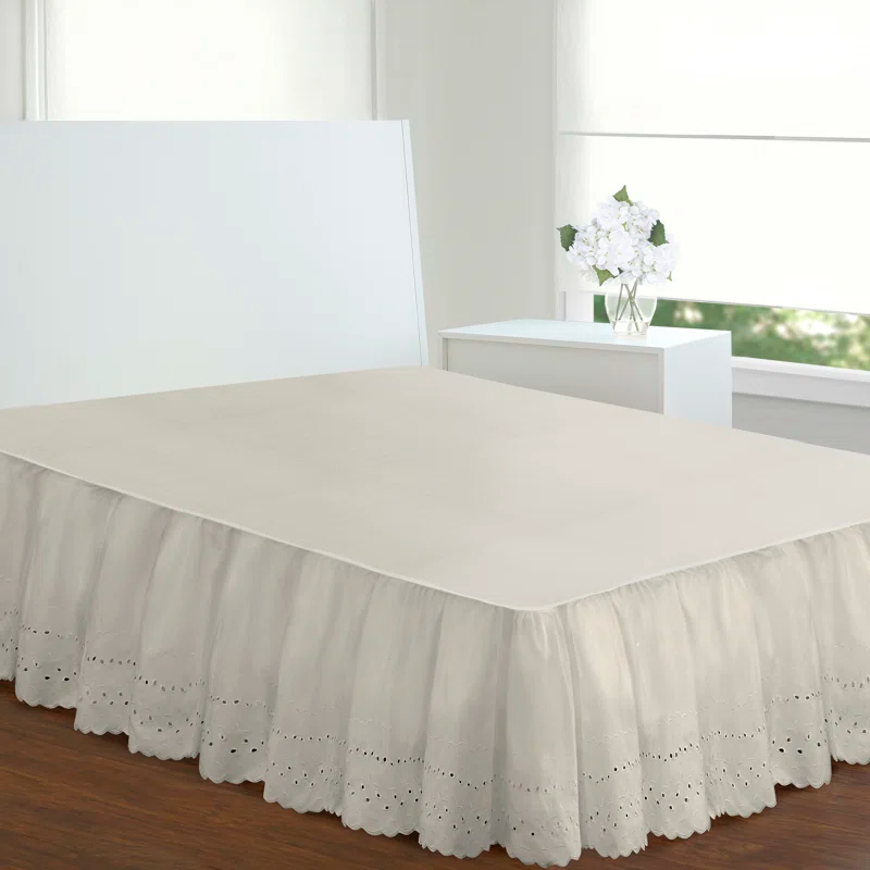 Fresh Ideas Fresh Ideas Ruffled Eyelet Bed Skirt, 14" Drop Length