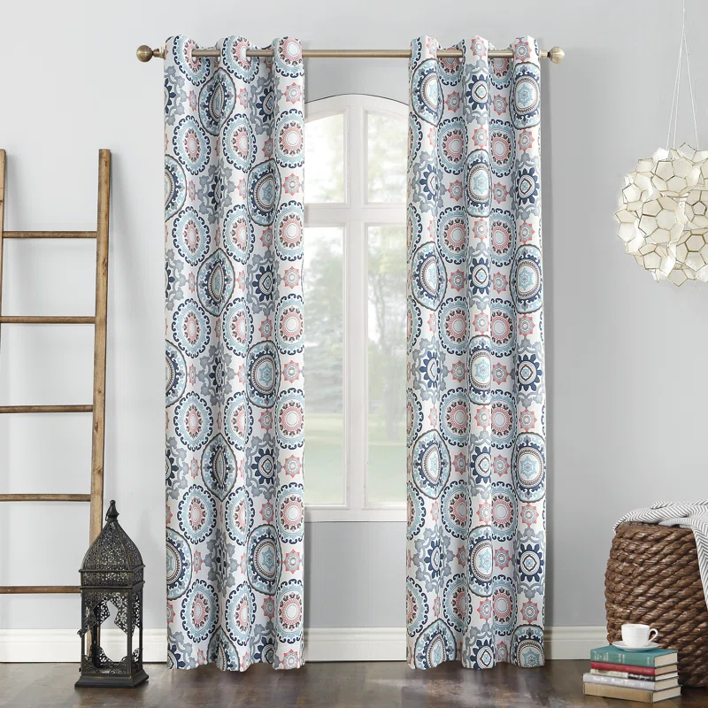 Sun Zero Sun Zero Nepal Global Medallion Print Blackout Grommet Curtain Panel