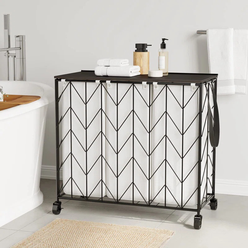 BINNBOX 142L Laundry Hamper 3 Section with Lid