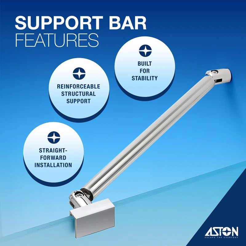 Aston SDR985EZ-CH-532980 Nautis XL 52.25 - 53.25 in. W x 80 in. H Hinged Frameless Shower Door with Clear StarCast Glass