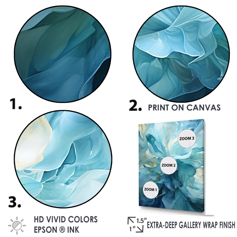 Design Art Aqua Blue And White Serenity Swirl IV " Aqua Blue And White Serenity Swirl IV "