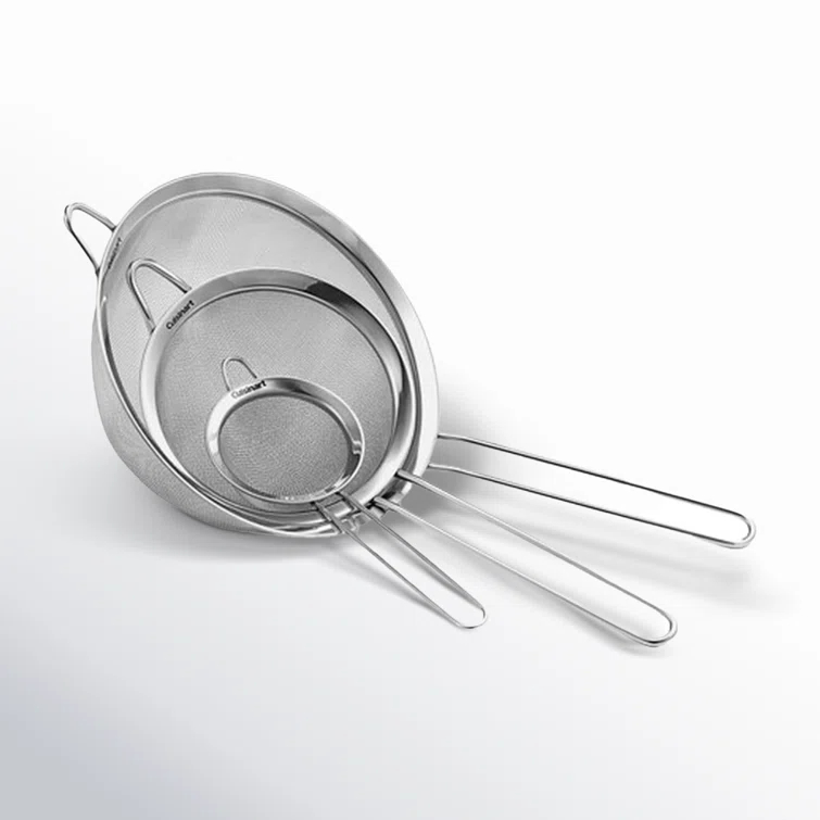 Cuisinart 3 Piece Stainless Steel Mesh Strainer Set for for Sifting, Straining and Draining Vegetables, Pastas, Flour, Tea