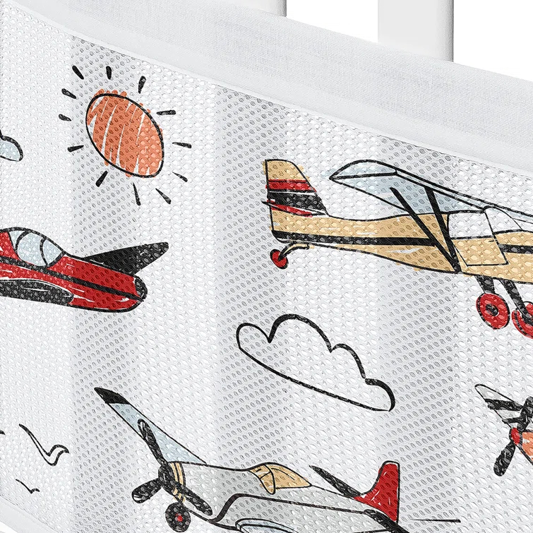 Sweet Jojo Designs Airplane Red and Blue Sweet Jojo Designs + BreathableBaby Breathable Mesh Crib Liner Anti Bumper Pad (Set of 2)