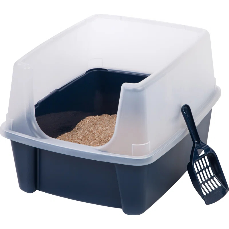 Zoey Tails IRIS USA, Open-Top Cat Litter Box with Shield with Scoop