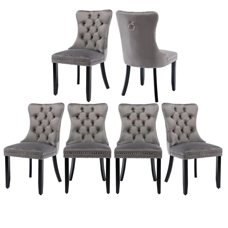 Rosdorf Park High-end Tufted Velvet Upholstered Nailhead Dining Chair