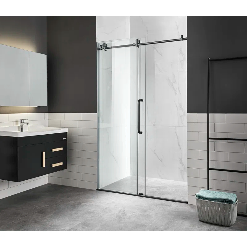 ANZZI SD-AZ13-01MB Madam Series 48" W x 76" H Single Sliding Semi-Frameless Shower Door