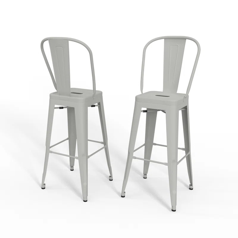 Simpli Home Fletcher Metal Contemporary Stools with Brace Support (Set of 2)