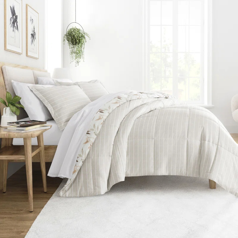 Becky Cameron All Season Down-Alternative Comforter Set in Foliage Stripe