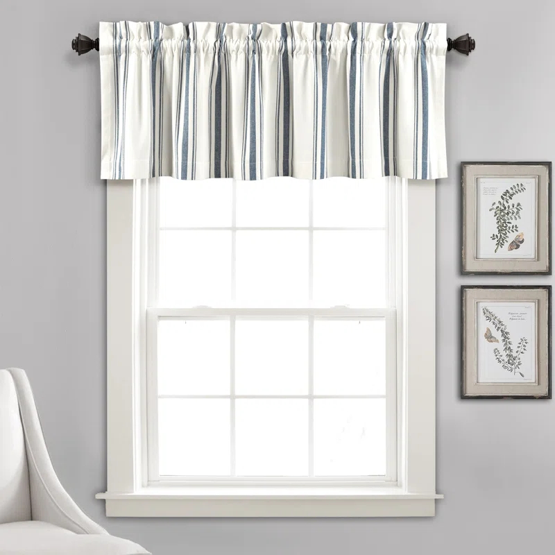Lush Decor Farmhouse Stripe Striped Ruffled 52'' W Window Valance