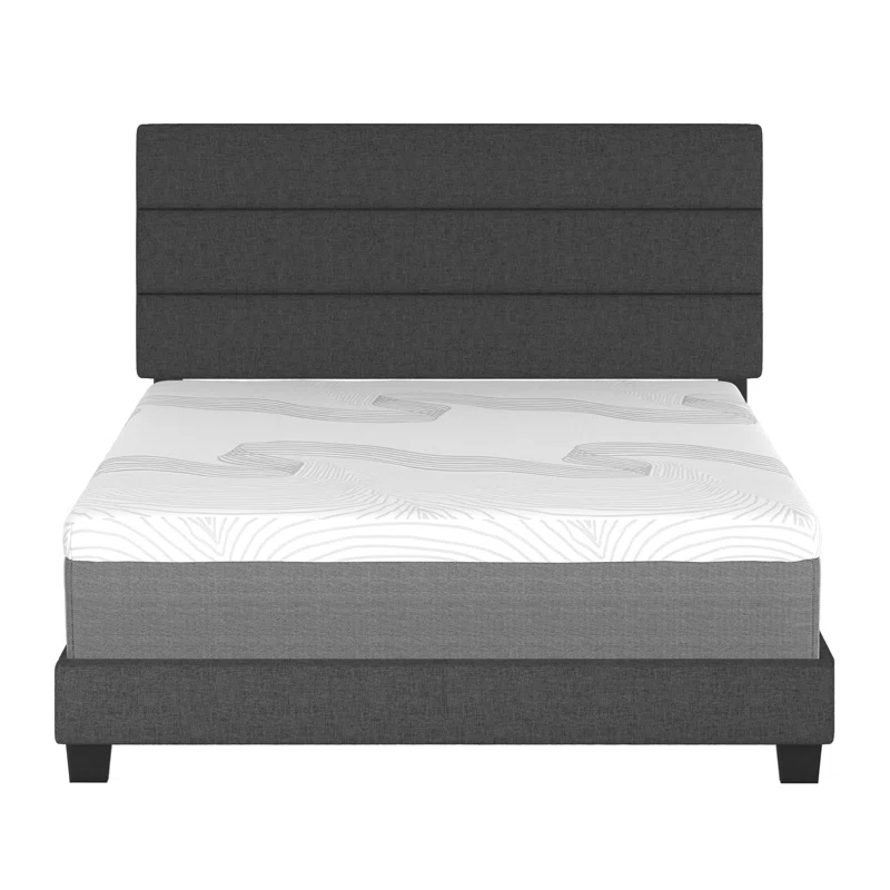 Boyd Sleep Boyd Sleep Sicily Upholstered Linen Tri Panel Platform Bed Frame with Adjustable Height Headboard, Sturdy 13 Slat Support System, No Box Spring Required