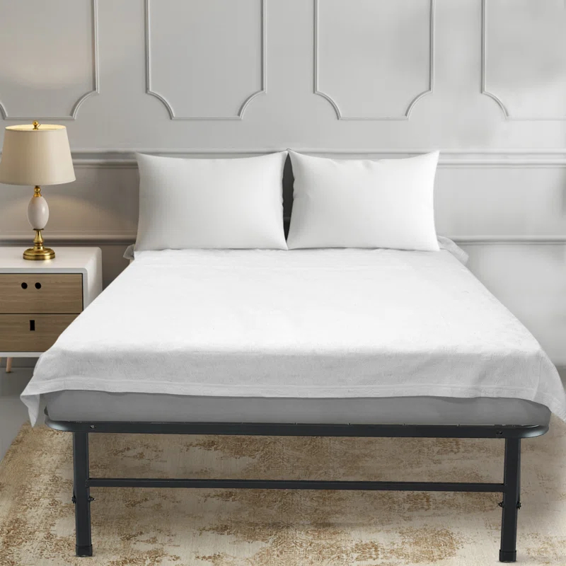 Alwyn Home Muscoy 14" Foldable Steel Bed Frame, No Box Spring Needed, Underbed Storage , Easy Assembly