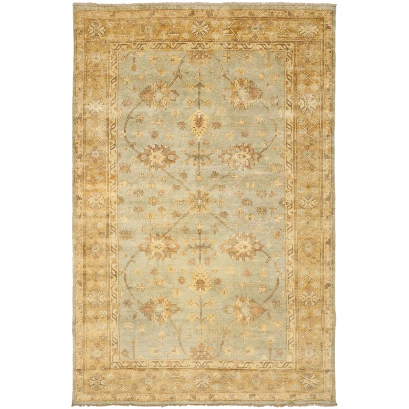 Oushak Hand Knotted Wool Floral Rug