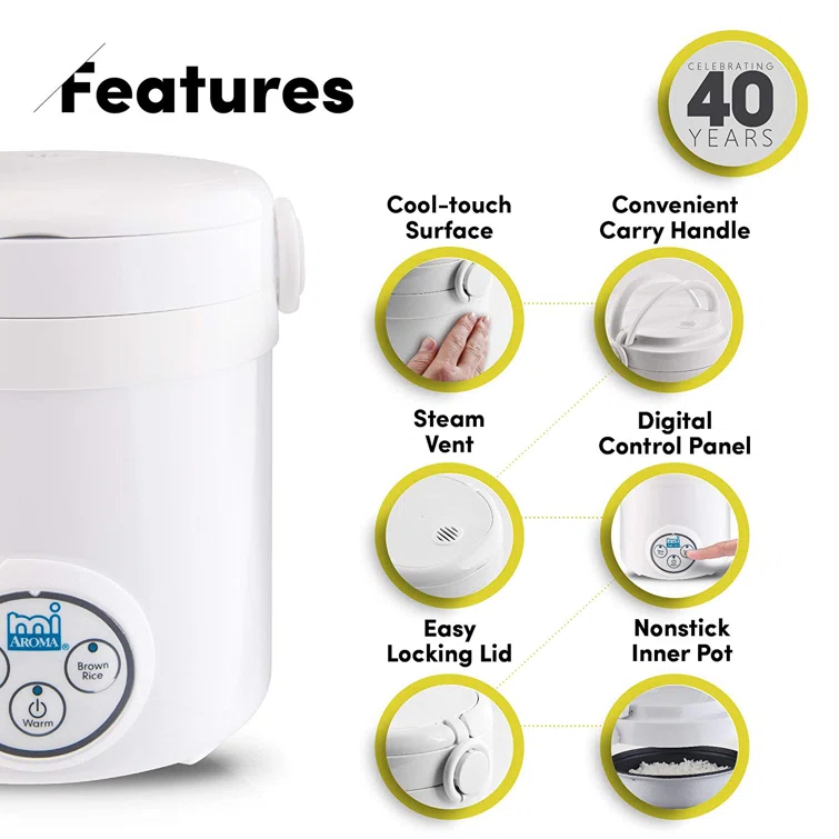 Aroma Aroma 3-Cup Digital Cool Touch Rice Cooker
