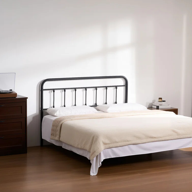 Rosalind Wheeler Metal Headboard, Queen Size Headboard with Adjustable Height, W59.65 x H40.55 x D1.5 inches, Ideal for Bedroom, Hotel, Homestay, Dormitory, Black