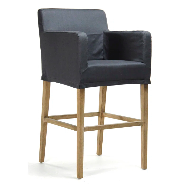 Zentique Avignon Upholstered Counter Stool with Solid Wood Frame