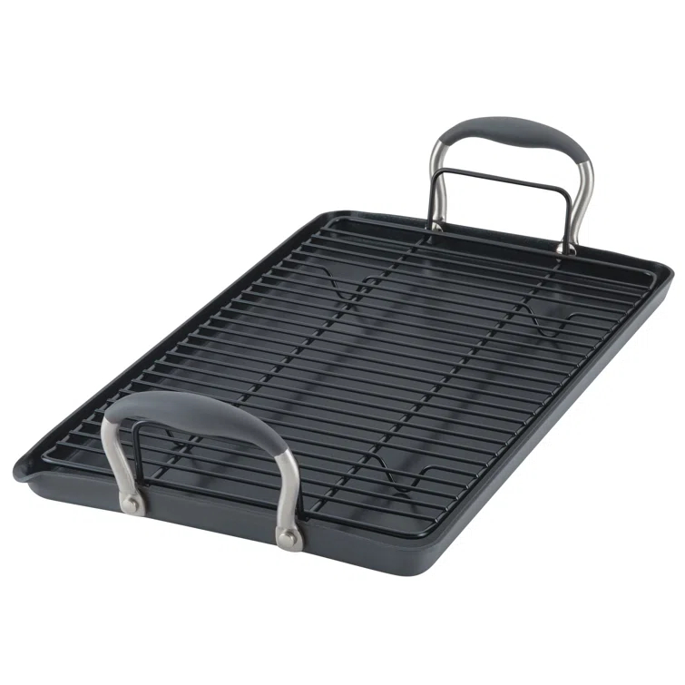 Anolon Anolon Advanced Home Hard Anodized Nonstick Double Burner Griddle With Roasting Rack, 2 Piece