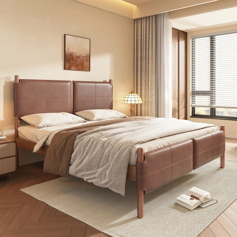 Christopher Knight Home Samson Queen Size Brown Leather Upholstered Platform Bed