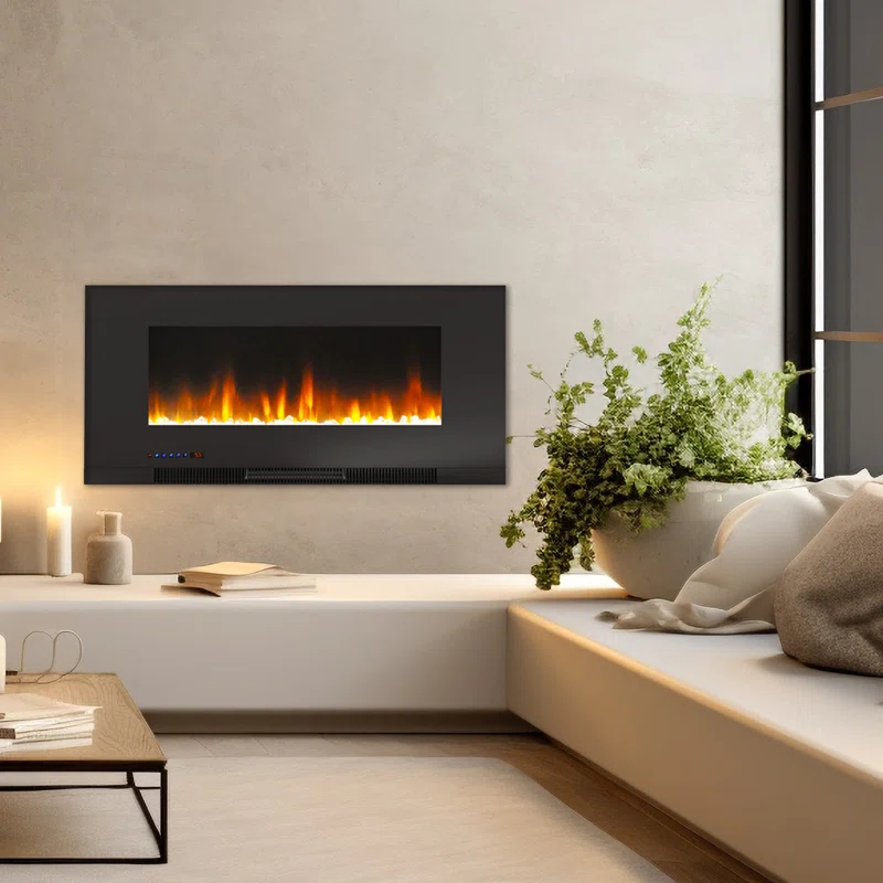 Cambridge Cambridge Wall Mount Electric Fireplace Heater with Remote Control for Indoor Use in Living Room, Bedroom, Home Office