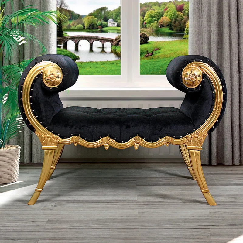 Design Toscano Mavro Apolline Crescent Upholstered Bench