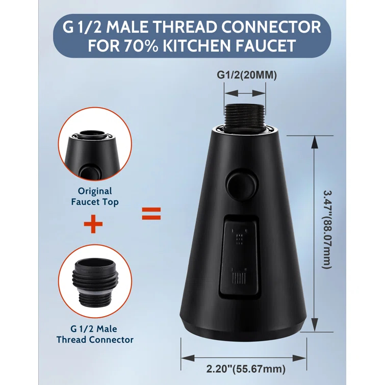 WOWOW 3-Function Sprayer Pull Down Kitchen Faucet Spray Head Replacement With 9-Adapter Kit