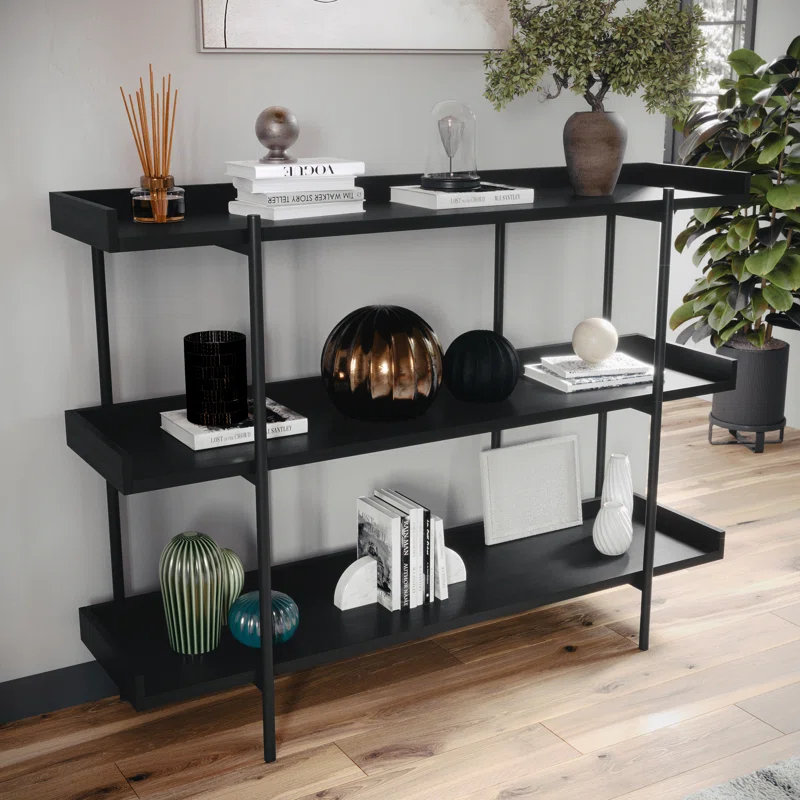 Martha Stewart Raines Martha Stewart Emmett 3 Shelf Storage Display Unit Bookcase with Metal Frame
