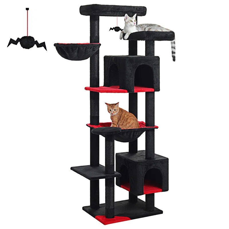 69" Tall Cat Tree For Indoor Large Cats, Large Cat Tower For Adult Cats With Super Large Hammock, Cat Climbing Tree Tower With Scratching Posts, Condo House And Large Top Perch