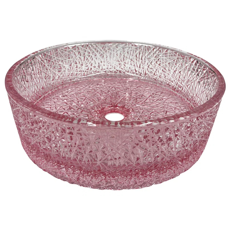 CastelloUSA Stadium 16" Glass Circular Bathroom Vessel Sink - Timeless Collection CB-VC-16-LPNT-16