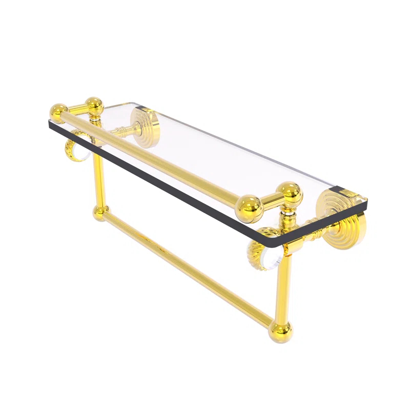 Everly Quinn Jarrell Glass Bracket Shelf with Towel Bar