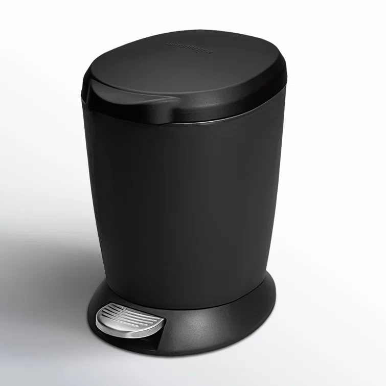 simplehuman 6 Liter / 1.6 Gallon Small Compact Round Bathroom Step Trash Can, Plastic