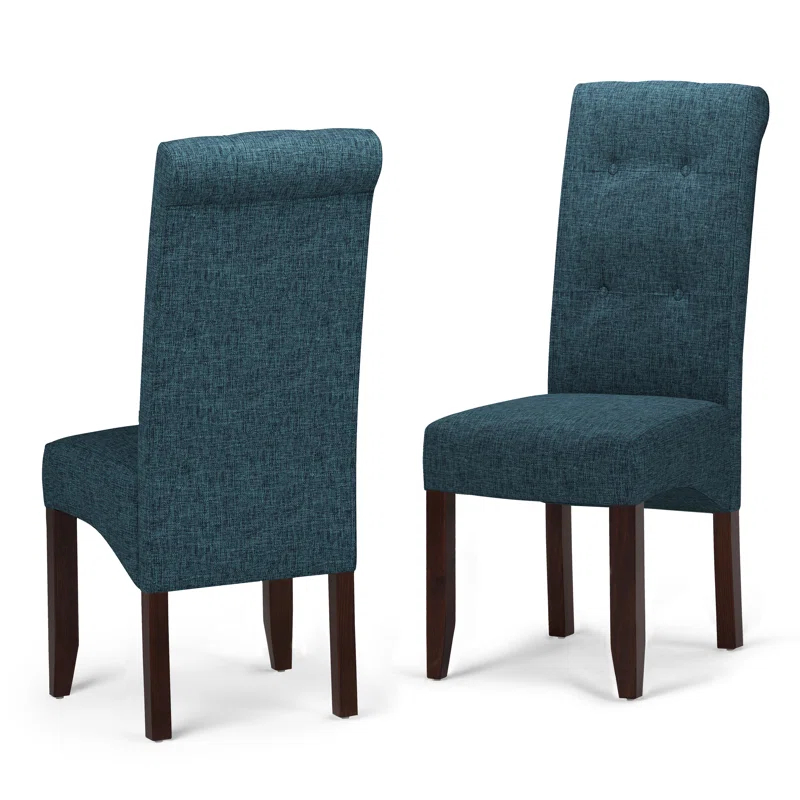 Simpli Home Cosmopolitan Tufted Upholstered Dining Chair with Curved Back in Modern Style (Set of 2) (Set of 2)