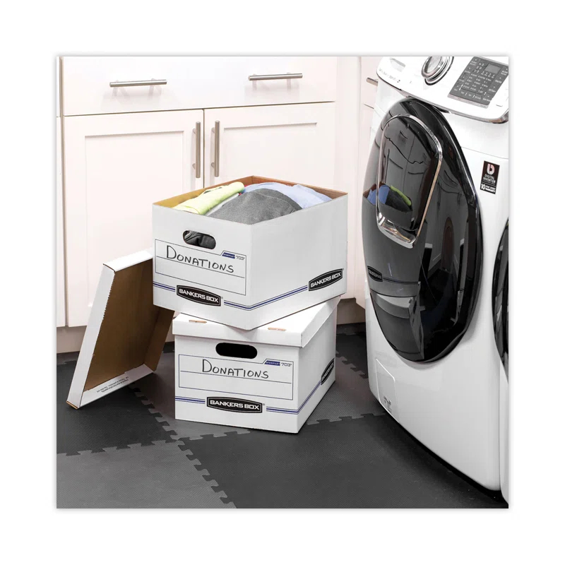 Bankers Box® Stor/File Storage Box, Letter/Legal, Lift-Off Lid, White, 6/Pack